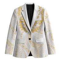 Aloha Lei Onaona Blazer Beige Hawaiian Tribal Pattern - Polynesian Pride