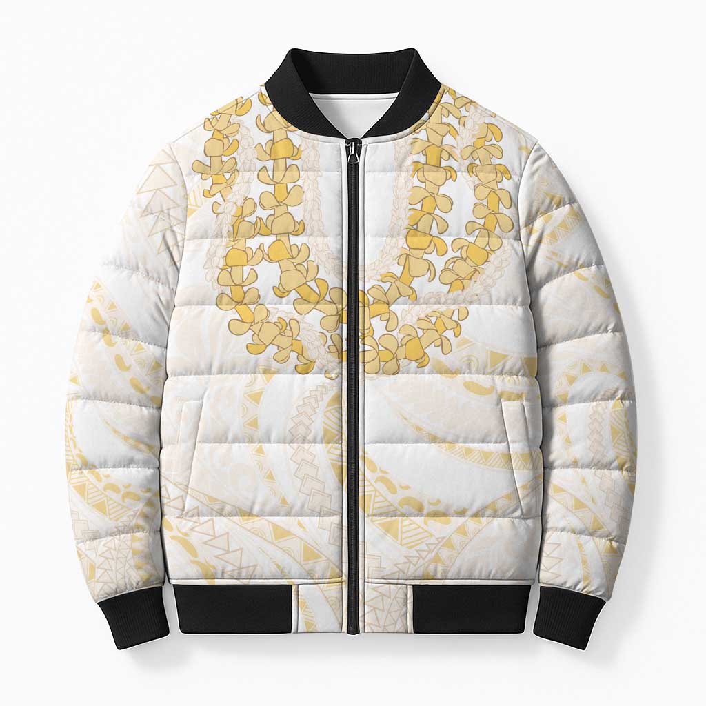 Aloha Lei Onaona Bomber Puffer Jacket Beige Hawaiian Tribal Pattern LT9 Unisex Beige - Polynesian Pride