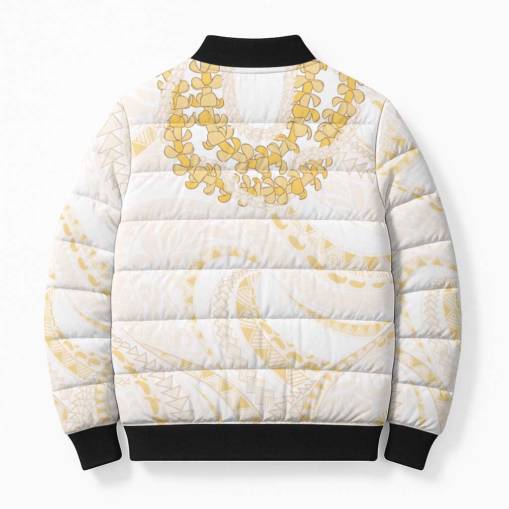 Aloha Lei Onaona Bomber Puffer Jacket Beige Hawaiian Tribal Pattern LT9 - Polynesian Pride