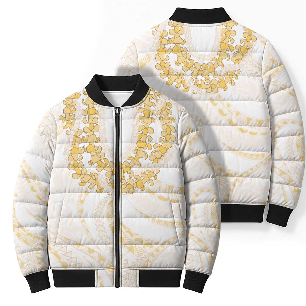 Aloha Lei Onaona Bomber Puffer Jacket Beige Hawaiian Tribal Pattern LT9 - Polynesian Pride