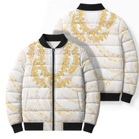 Aloha Lei Onaona Bomber Puffer Jacket Beige Hawaiian Tribal Pattern LT9 - Polynesian Pride