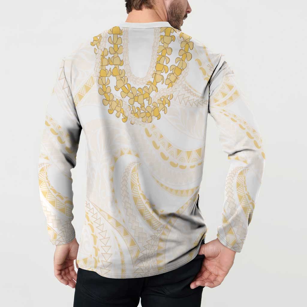 Aloha Lei Onaona Button Sweatshirt Beige Hawaiian Tribal Pattern LT9 - Polynesian Pride