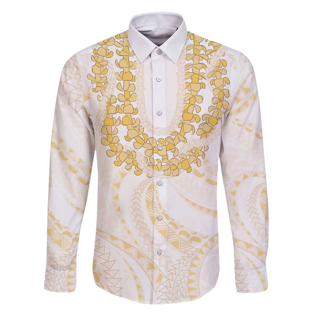 Aloha Lei Onaona Family Matching Long Sleeve Bodycon Dress and Hawaiian Shirt Beige Hawaiian Tribal Pattern
