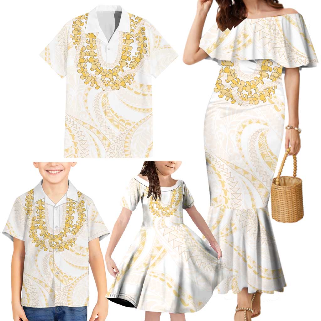 Aloha Lei Onaona Family Matching Mermaid Dress and Hawaiian Shirt Beige Hawaiian Tribal Pattern LT9 - Polynesian Pride