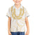 Aloha Lei Onaona Family Matching Off The Shoulder Long Sleeve Dress and Hawaiian Shirt Beige Hawaiian Tribal Pattern