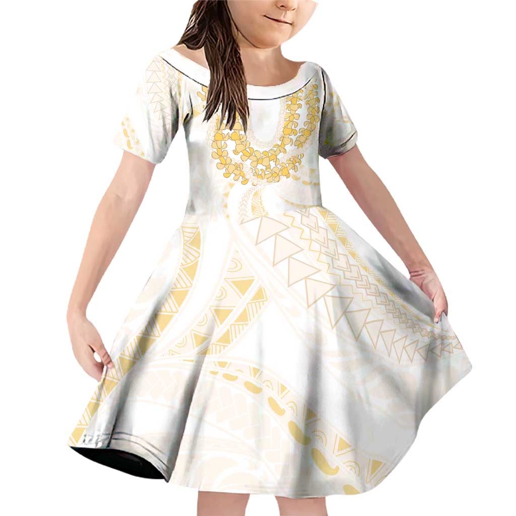 Aloha Lei Onaona Family Matching Off Shoulder Short Dress and Hawaiian Shirt Beige Hawaiian Tribal Pattern