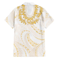 Aloha Lei Onaona Family Matching Off Shoulder Short Dress and Hawaiian Shirt Beige Hawaiian Tribal Pattern