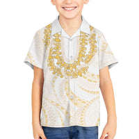 Aloha Lei Onaona Family Matching Off Shoulder Short Dress and Hawaiian Shirt Beige Hawaiian Tribal Pattern