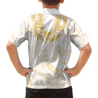Aloha Lei Onaona Family Matching Short Sleeve Bodycon Dress and Hawaiian Shirt Beige Hawaiian Tribal Pattern