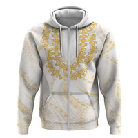 Aloha Lei Onaona Hoodie Beige Hawaiian Tribal Pattern