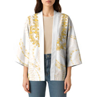 Aloha Lei Onaona Kimono Beige Hawaiian Tribal Pattern LT9 - Polynesian Pride