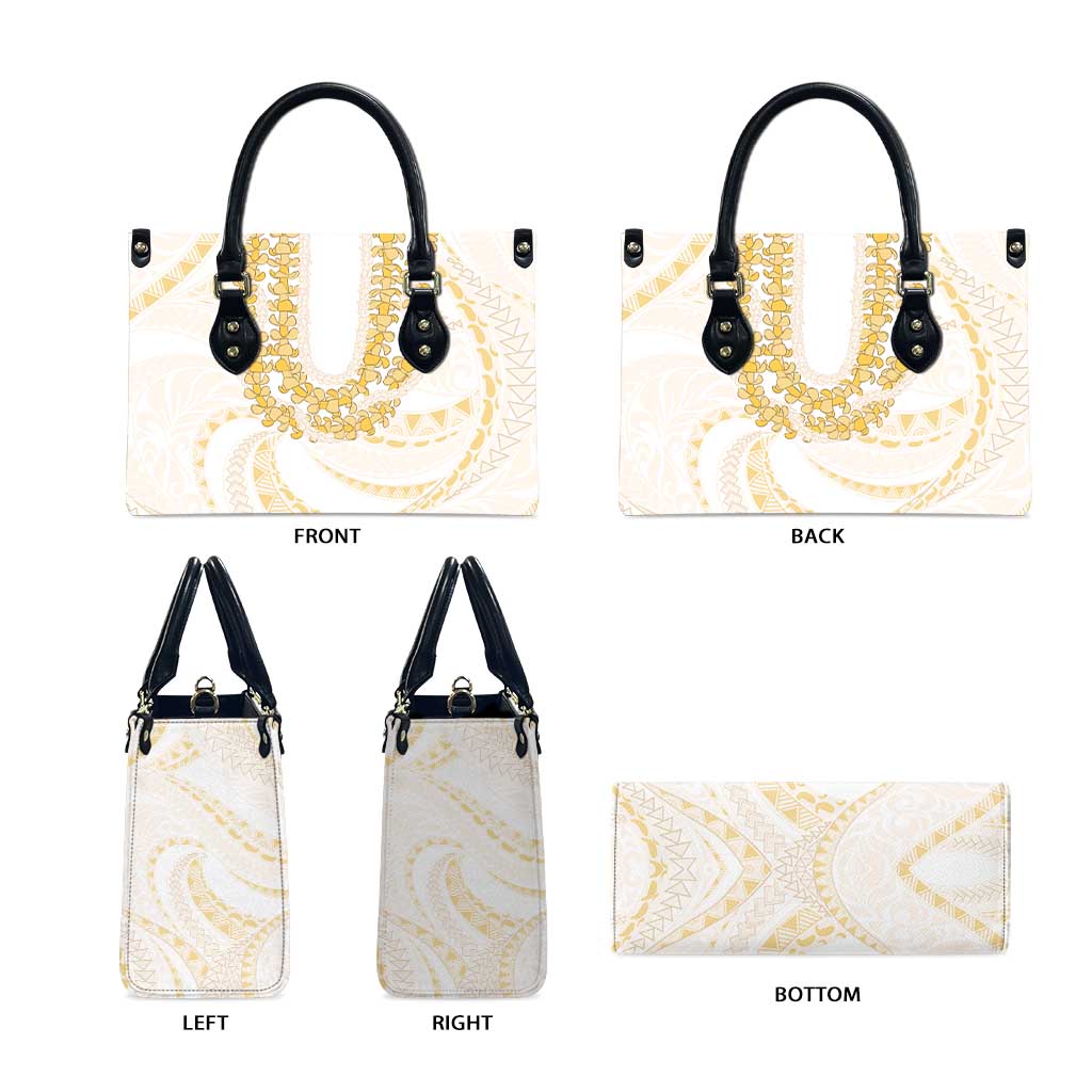 Aloha Lei Onaona Leather Bag Beige Hawaiian Tribal Pattern - Polynesian Pride