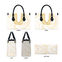 Aloha Lei Onaona Leather Bag Beige Hawaiian Tribal Pattern - Polynesian Pride