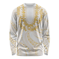Aloha Lei Onaona Long Sleeve Shirt Beige Hawaiian Tribal Pattern LT9 Unisex Beige - Polynesian Pride