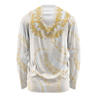 Aloha Lei Onaona Long Sleeve Shirt Beige Hawaiian Tribal Pattern LT9 - Polynesian Pride