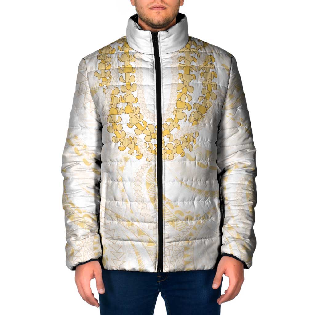 Aloha Lei Onaona Padded Jacket Beige Hawaiian Tribal Pattern LT9 Men Beige - Polynesian Pride