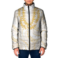 Aloha Lei Onaona Padded Jacket Beige Hawaiian Tribal Pattern LT9 Men Beige - Polynesian Pride