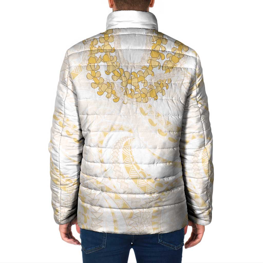 Aloha Lei Onaona Padded Jacket Beige Hawaiian Tribal Pattern LT9 - Polynesian Pride