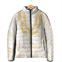 Aloha Lei Onaona Padded Jacket Beige Hawaiian Tribal Pattern LT9 - Polynesian Pride