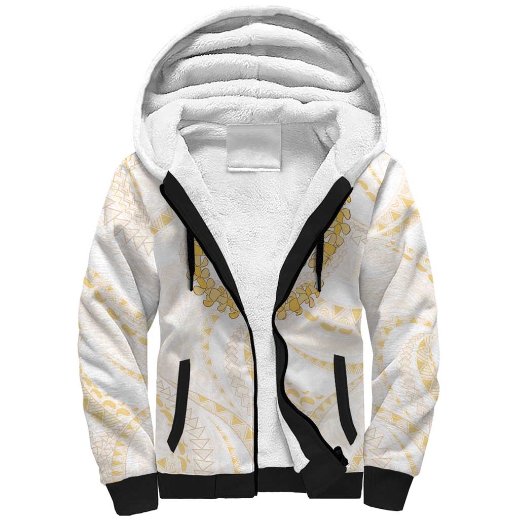 Aloha Lei Onaona Sherpa Hoodie Beige Hawaiian Tribal Pattern LT9 Unisex Beige - Polynesian Pride