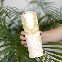 Aloha Lei Onaona Skinny Tumbler Beige Hawaiian Tribal Pattern