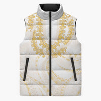 Aloha Lei Onaona Sleeveless Puffer Jacket Beige Hawaiian Tribal Pattern LT9 Unisex Beige - Polynesian Pride