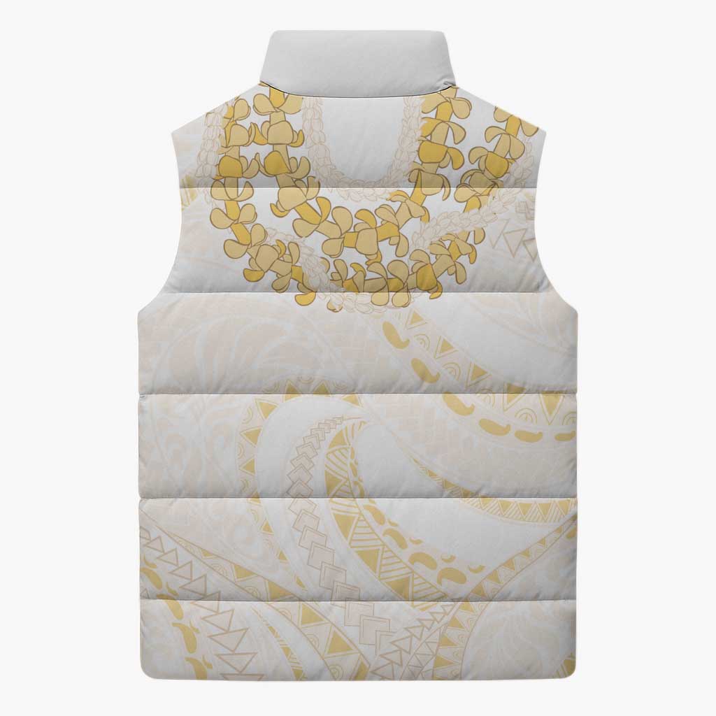 Aloha Lei Onaona Sleeveless Puffer Jacket Beige Hawaiian Tribal Pattern LT9 - Polynesian Pride