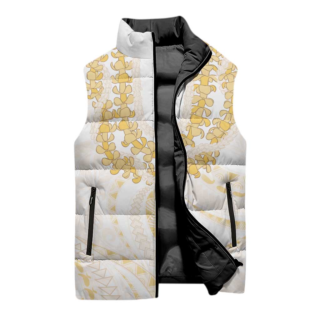 Aloha Lei Onaona Sleeveless Puffer Jacket Beige Hawaiian Tribal Pattern LT9 - Polynesian Pride