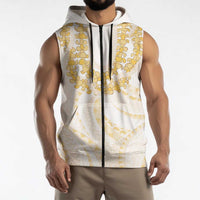 Aloha Lei Onaona Sleeveless Zip Hoodie Beige Hawaiian Tribal Pattern LT9 - Polynesian Pride