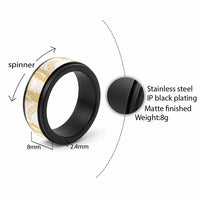 Aloha Lei Onaona Spinner Ring Beige Hawaiian Tribal Pattern - Polynesian Pride