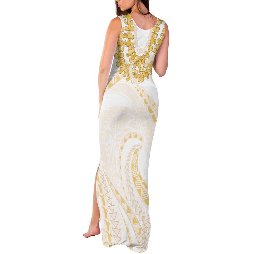 Aloha Lei Onaona Tank Maxi Dress Beige Hawaiian Tribal Pattern