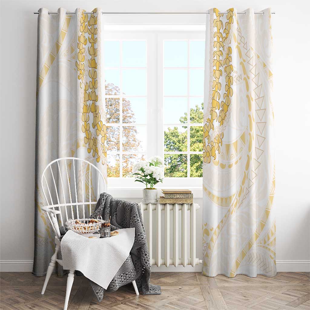 Aloha Lei Onaona Window Curtain Beige Hawaiian Tribal Pattern
