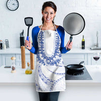 Aloha Lei Onaona Apron Navy Blue Hawaiian Tribal Pattern - Polynesian Pride