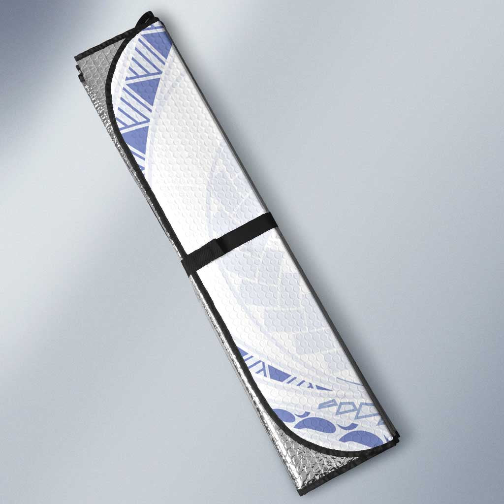 Aloha Lei Onaona Auto Sun Shade Navy Blue Hawaiian Tribal Pattern - Polynesian Pride