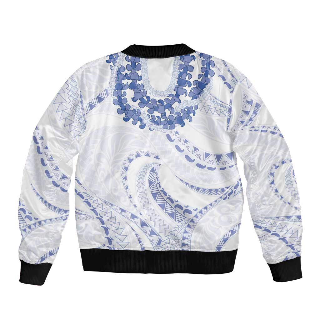 Aloha Lei Onaona Bomber Jacket Navy Blue Hawaiian Tribal Pattern