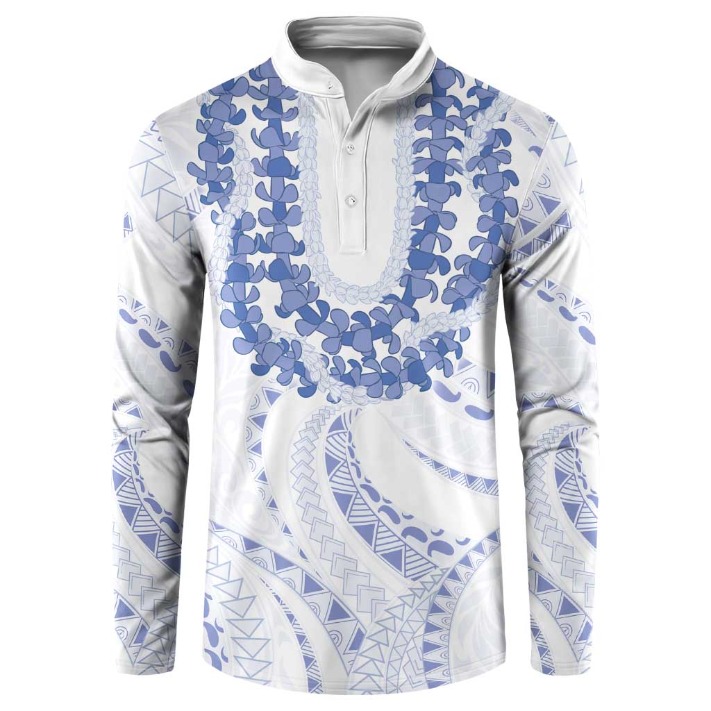 Aloha Lei Onaona Button Sweatshirt Navy Blue Hawaiian Tribal Pattern LT9 Blue - Polynesian Pride