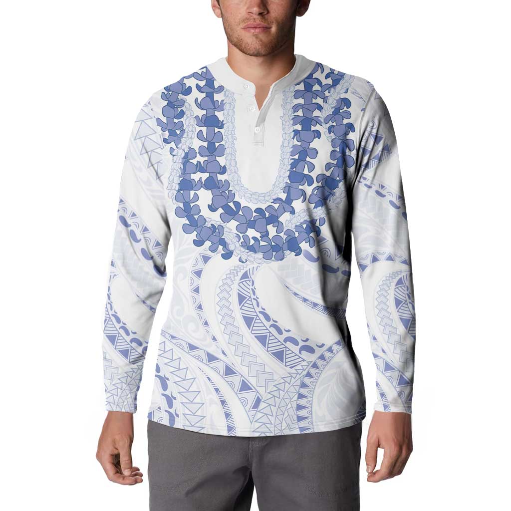 Aloha Lei Onaona Button Sweatshirt Navy Blue Hawaiian Tribal Pattern LT9 - Polynesian Pride