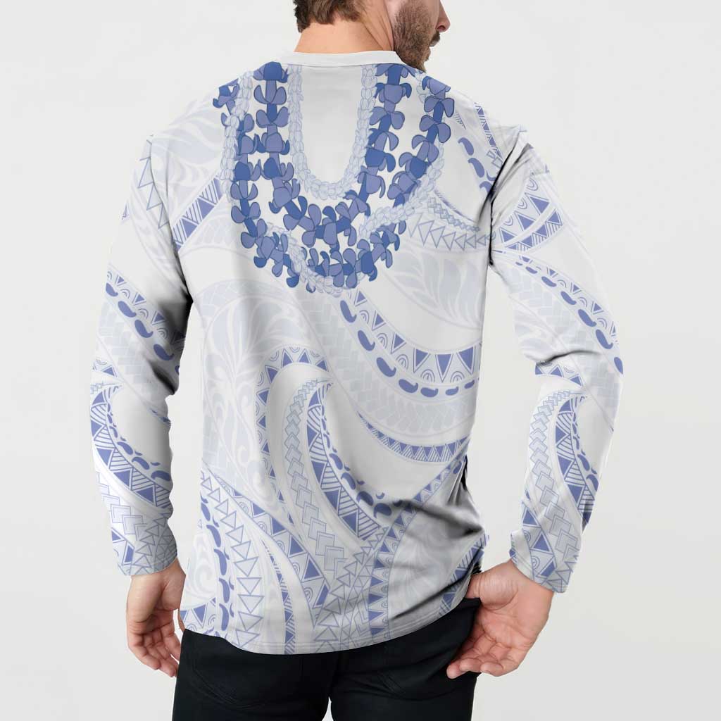 Aloha Lei Onaona Button Sweatshirt Navy Blue Hawaiian Tribal Pattern LT9 - Polynesian Pride