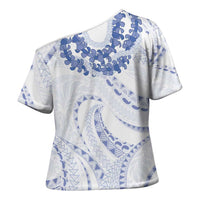 Aloha Lei Onaona Cross Shoulder Shirt Navy Blue Hawaiian Tribal Pattern LT9 - Polynesian Pride