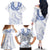 Aloha Lei Onaona Family Matching Off The Shoulder Long Sleeve Dress and Hawaiian Shirt Navy Blue Hawaiian Tribal Pattern