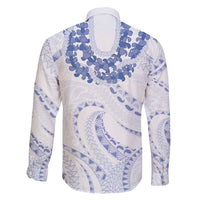Aloha Lei Onaona Family Matching Off Shoulder Short Dress and Hawaiian Shirt Navy Blue Hawaiian Tribal Pattern