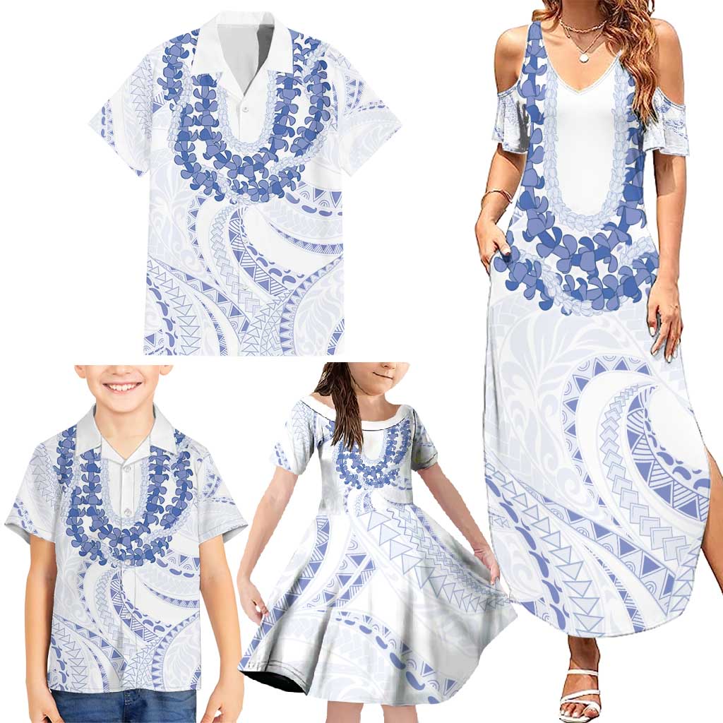 Aloha Lei Onaona Family Matching Summer Maxi Dress and Hawaiian Shirt Navy Blue Hawaiian Tribal Pattern LT9 - Polynesian Pride