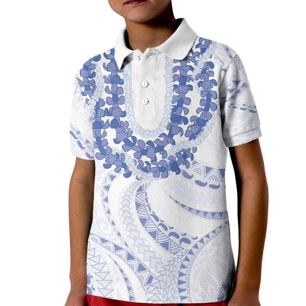 Aloha Lei Onaona Kid Polo Shirt Navy Blue Hawaiian Tribal Pattern
