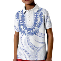 Aloha Lei Onaona Kid Polo Shirt Navy Blue Hawaiian Tribal Pattern