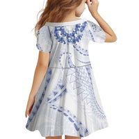 Aloha Lei Onaona Kid Short Sleeve Dress Navy Blue Hawaiian Tribal Pattern