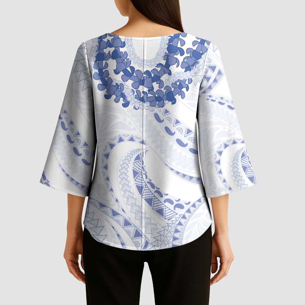 Aloha Lei Onaona Kimono Sleeve Blouse Navy Blue Hawaiian Tribal Pattern LT9 - Polynesian Pride
