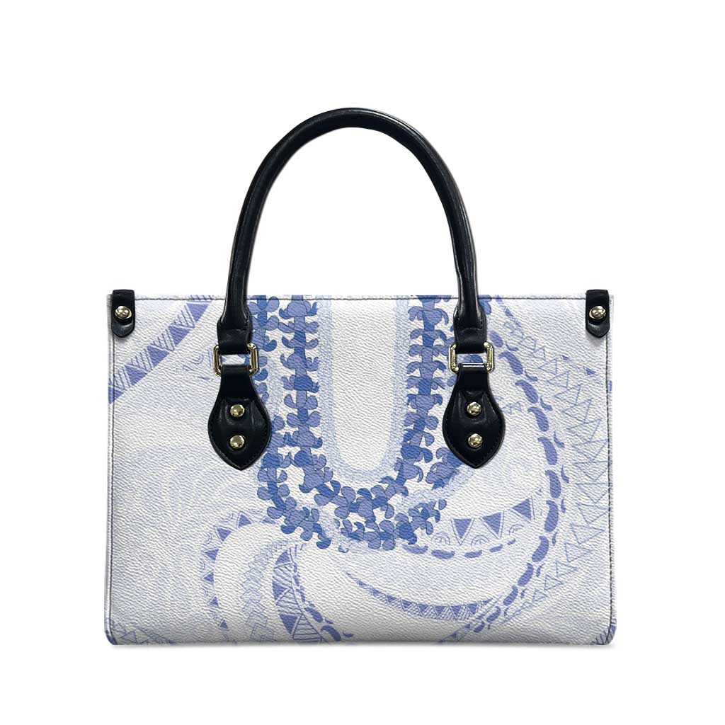 Aloha Lei Onaona Leather Bag Navy Blue Hawaiian Tribal Pattern - Polynesian Pride