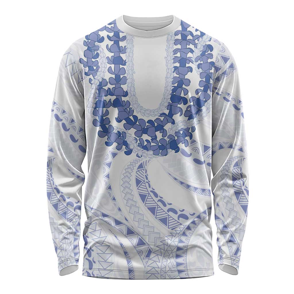 Aloha Lei Onaona Long Sleeve Shirt Navy Blue Hawaiian Tribal Pattern LT9 Unisex Blue - Polynesian Pride