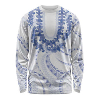 Aloha Lei Onaona Long Sleeve Shirt Navy Blue Hawaiian Tribal Pattern LT9 Unisex Blue - Polynesian Pride