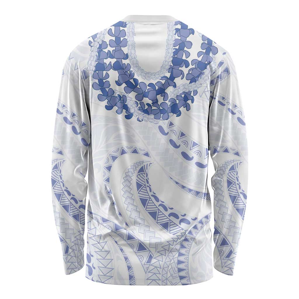 Aloha Lei Onaona Long Sleeve Shirt Navy Blue Hawaiian Tribal Pattern LT9 - Polynesian Pride